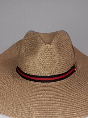 O DIVA RIBBON FLOPPY BRIM SUN PROTECTION STRAW HAT